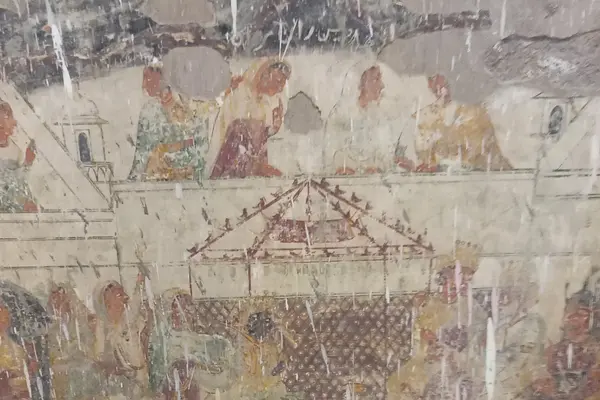 Mural depicting the wedding of Krishna, from Achleshwar Dham, Acchal, Batala, Gurdaspur di