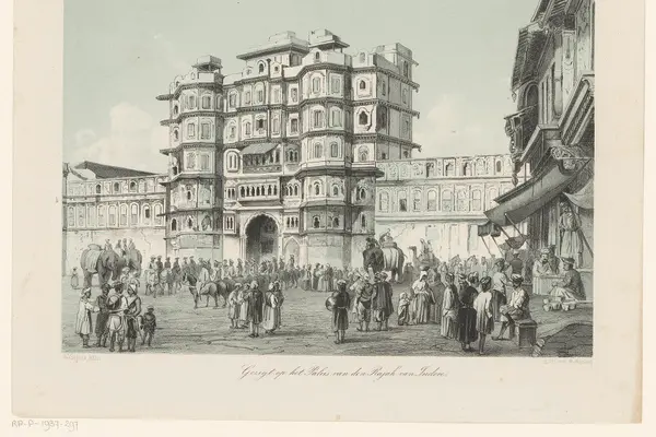 Gezicht op Rajwada paleis te Indore Gezigt op het Paleis van den Rajah van Indore (titel o