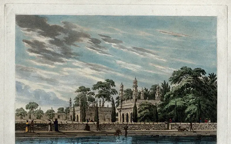 Mausoleum at Kolar, near Mysore, Karnataka. Coloured aquatin Wellcome V0050509