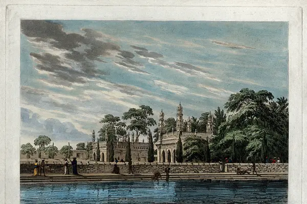 Mausoleum at Kolar, near Mysore, Karnataka. Coloured aquatin Wellcome V0050509
